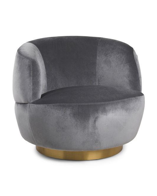 Velvet Swivel Chair With Base | TJ Maxx