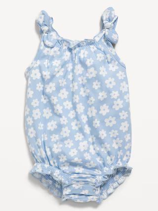 Printed Sleeveless Tie-Shoulder One-Piece Romper for Baby | Old Navy (US)