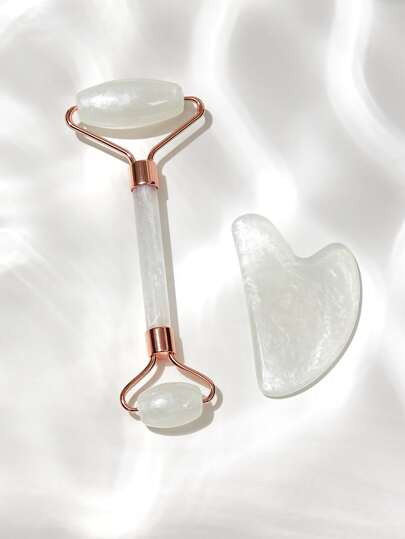 SHEIN 1pc Facial Roller Massager & 1pc Gua Sha Board | SHEIN