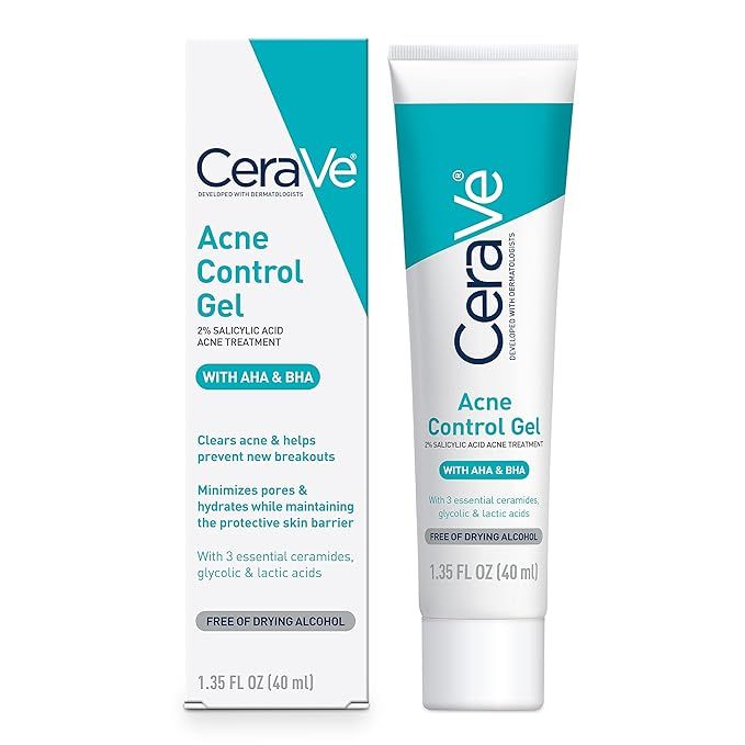CeraVe Salicylic Acid Acne Treatment with Glycolic Acid and Lactic Acid | AHA/BHA Acne Gel for Fa... | Amazon (US)
