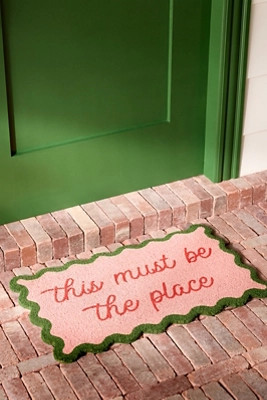 This Must Be the Place Scalloped Printed Coir Doormat | Anthropologie (US)