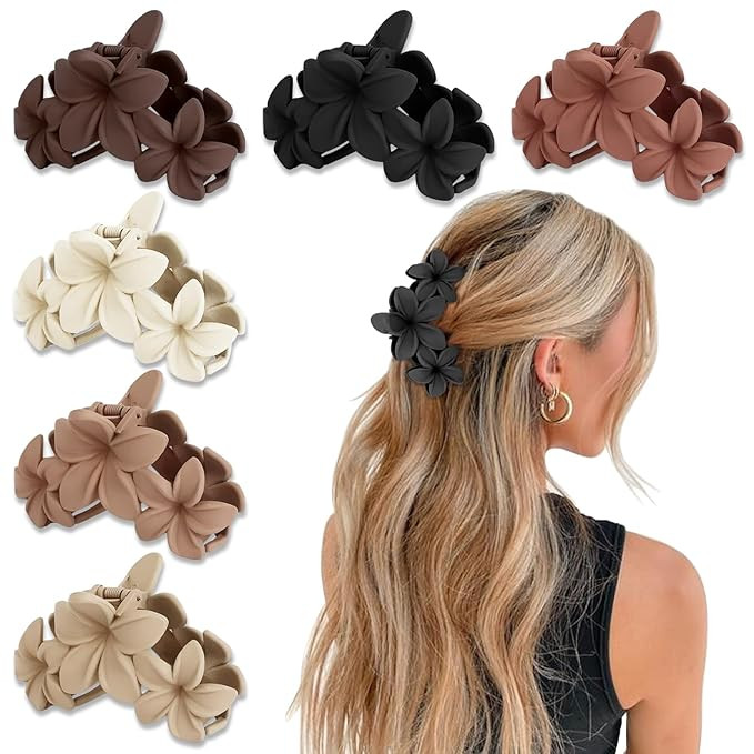 6PCS Flower Hair Clips for Women,Non-Slip Matte Flower Hair Clips for Women,Hawaiian Hair Flower ... | Amazon (US)