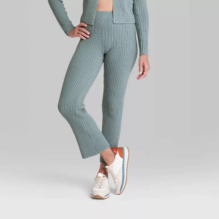 Women's High-Rise Ribbed Sweater Flare Pants - Wild Fable™ | Target