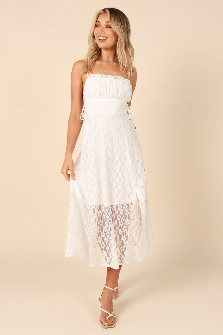 Quinn Lace Midi Dress - White | Petal & Pup (US)