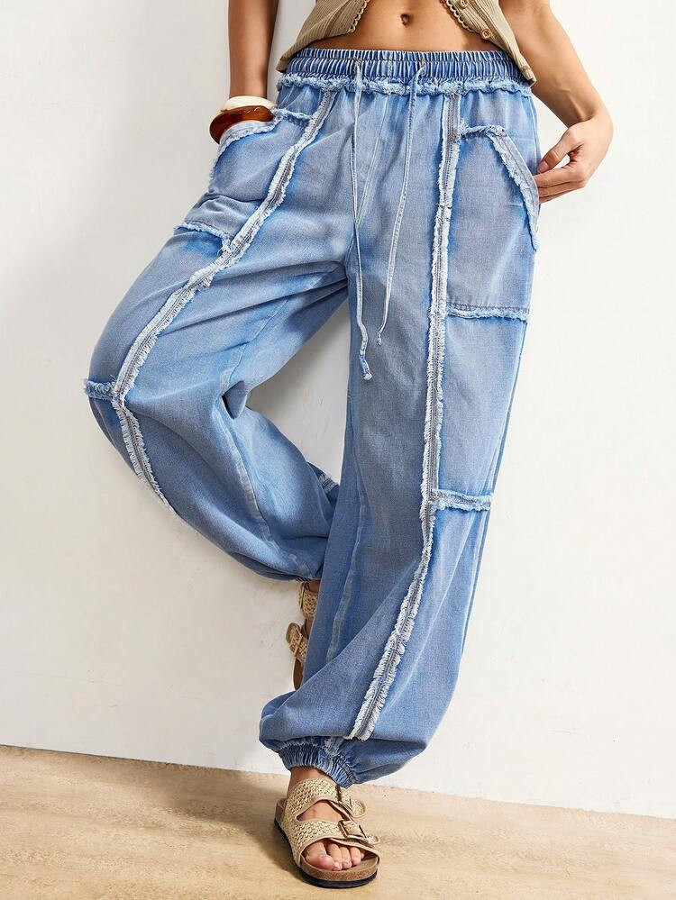Bohemela Plus Size Vintage Blue Casual Jeans | SHEIN