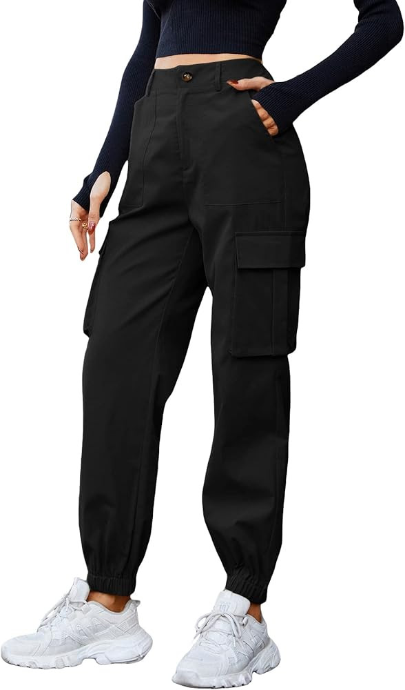 MakeMeChic Women's Casual High Waisted Hiking Jogger Cargo Pants with Pockets | Amazon (US)