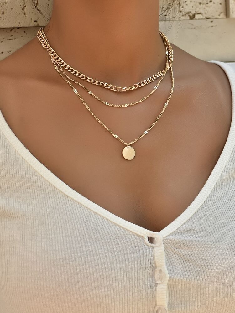 Disc Charm Layered Necklace | SHEIN
