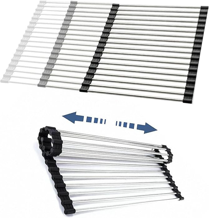 Expandable Large Roll Up Dish Drying Rack, Foldable Over The Sink Dish Drying Rack, Rolling Dish ... | Amazon (US)