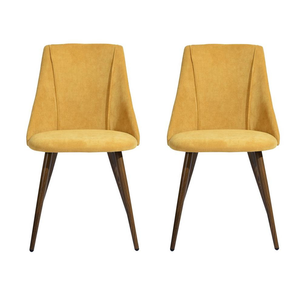 FurnitureR Upholstered Yellow Side Dining Chair Modern Dining Chair | The Home Depot
