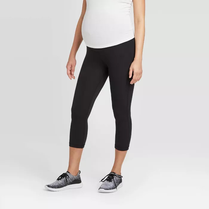 Maternity Crossover Panel Active Capri Pants - Isabel Maternity by Ingrid & Isabel™ Black | Target