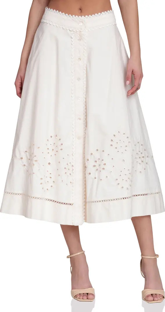 Cotton Eyelet A-Line Midi Skirt | Nordstrom