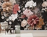 Murwall Dark Floral Wallpaper Flower Bouquet Wall Mural Realistic Oil Painting Floral Wallpaper | Amazon (US)