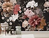 Murwall Dark Floral Wallpaper Flower Bouquet Wall Mural Realistic Oil Painting Floral Wallpaper | Amazon (US)