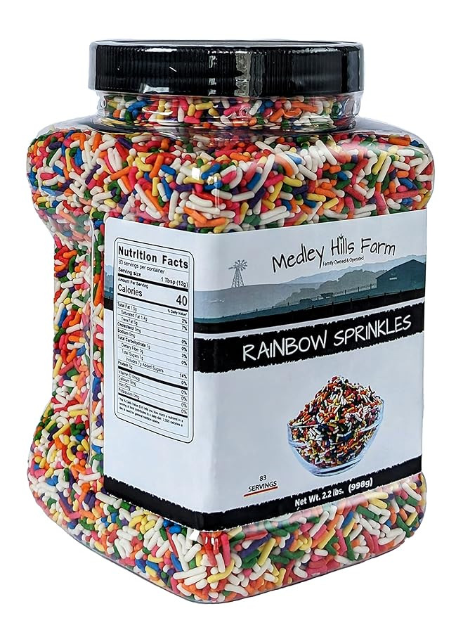 Rainbow sprinkles by Medley Hills farm in Reusable Container 2.2 Lbs. - Great bulk rainbow sprink... | Amazon (US)