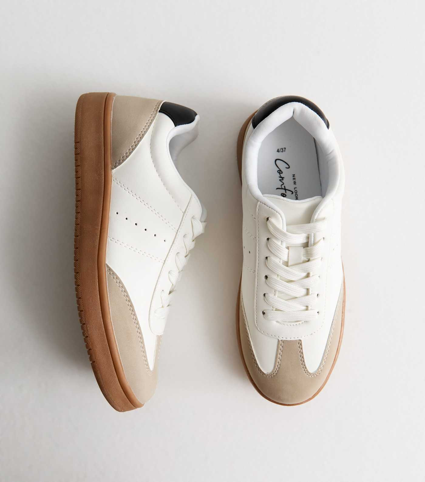 White Suede-Look Low Top Trainers  | New Look | New Look (UK)