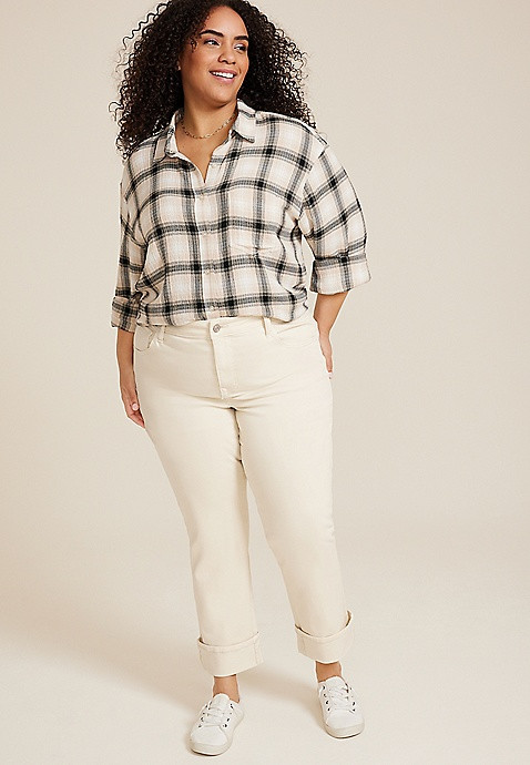 Plus Size m jeans by maurices™ High Rise Cuffed Hem Straight Ankle Jean | Maurices