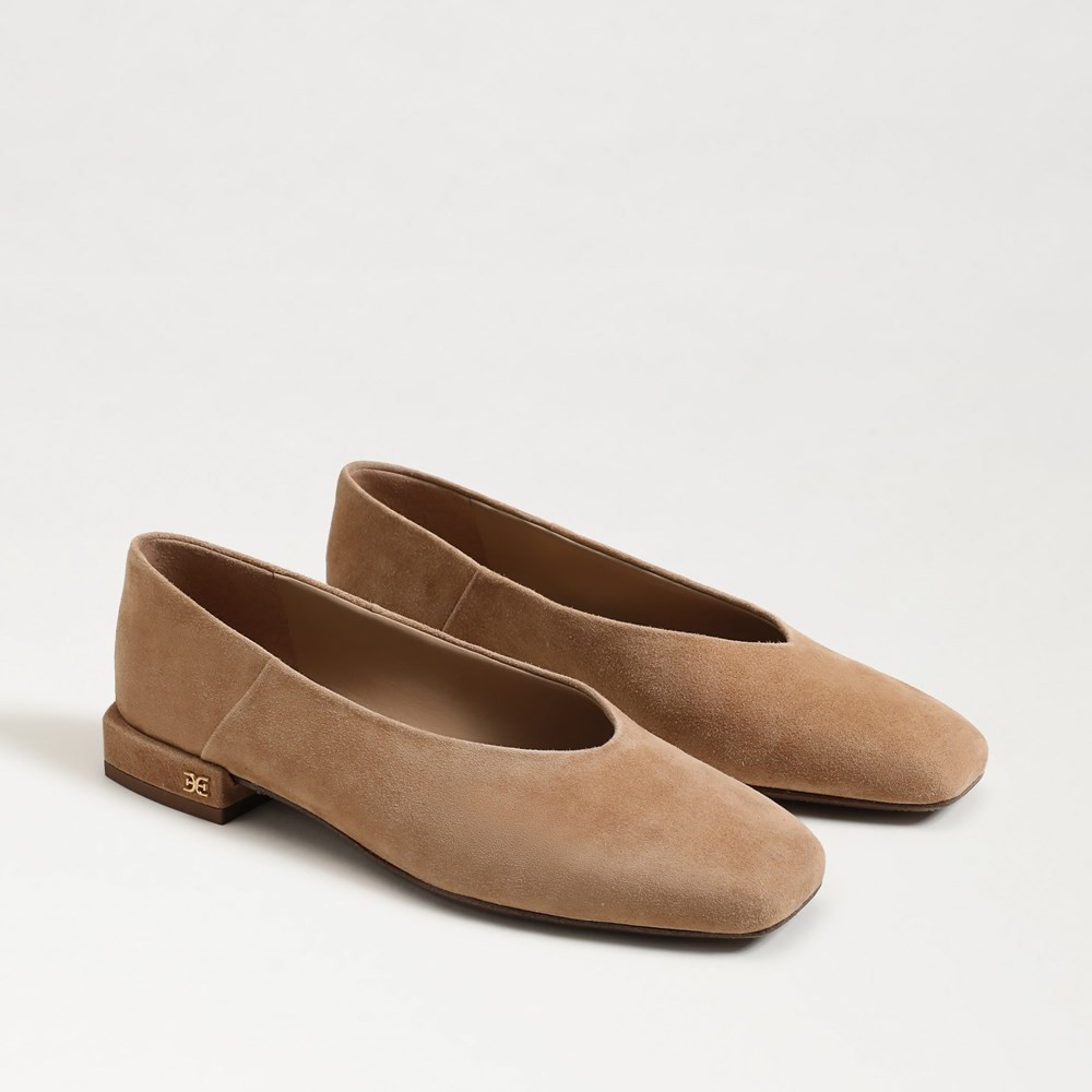 Kasey Square Toe Ballet Flat Cyprus Tan Suede | Sam Edelman
