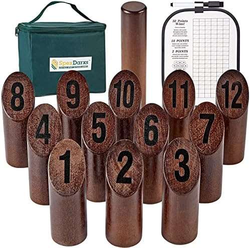 Numbered Block Tossing Game, Wooden Throwing Game Set with Scoreboard & Carrying Bag, Outdoor Bac... | Amazon (US)