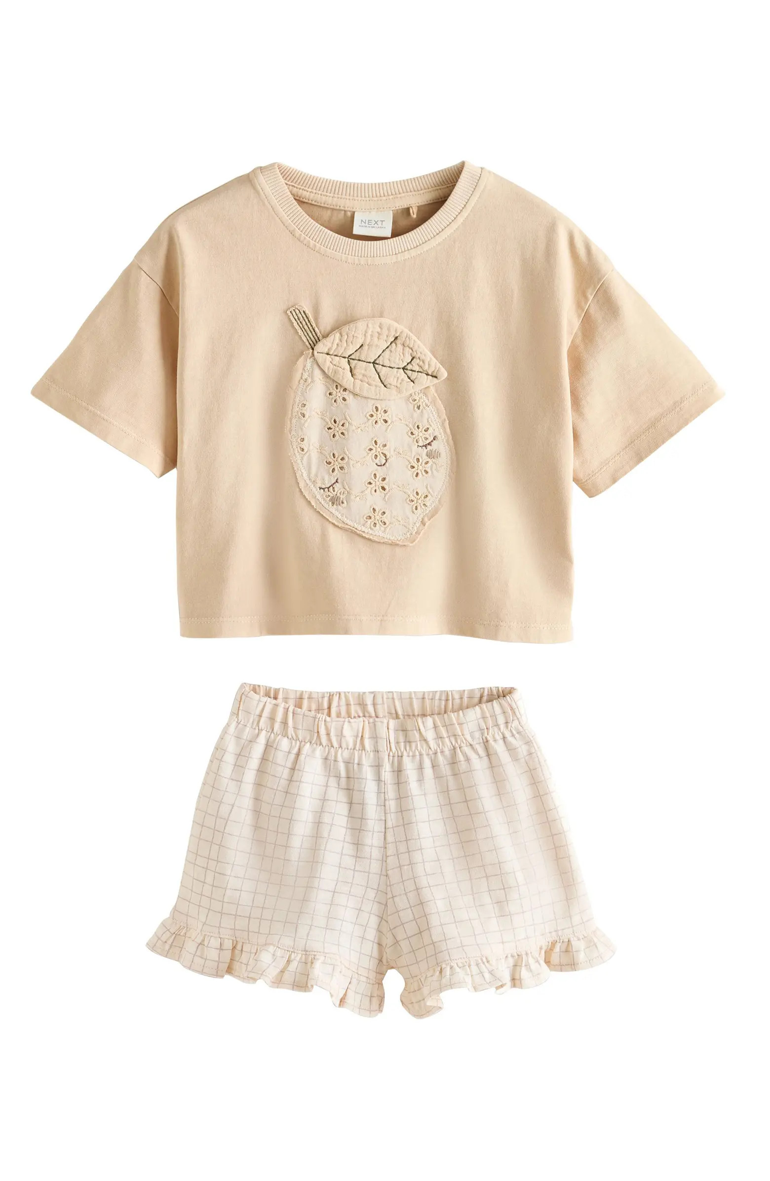 NEXT Kids' Lemon Appliqué T-Shirt & Frill Shorts Set | Nordstrom | Nordstrom