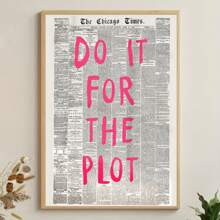 1 Pc Unframed Retro Newspaper Pink Popular Quote Print, Creative Canvas Poster, Canvas Wall Art, ... | SHEIN