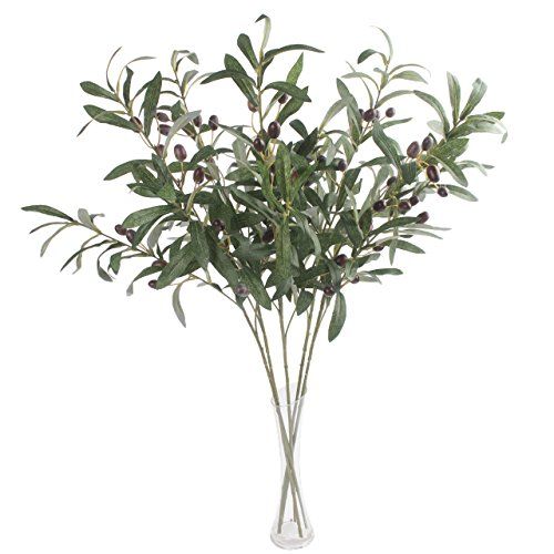 JAROWN 5 pcs 28" Green Olive Artificial Plants Branches Fruits Fake Flowers Branch Leaves for Home O | Amazon (US)