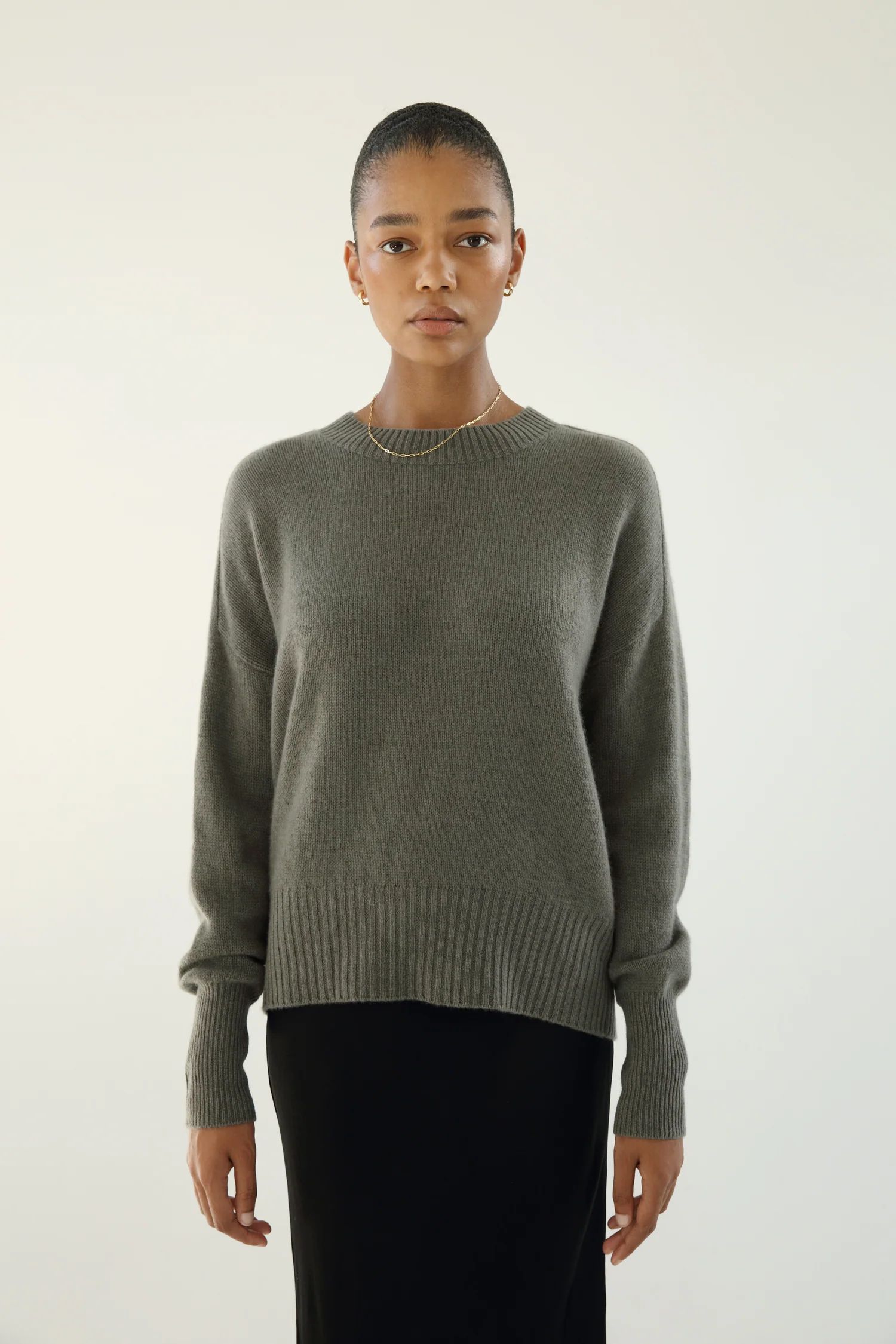 Mica Crewneck Sweater, khaki | Almada Label