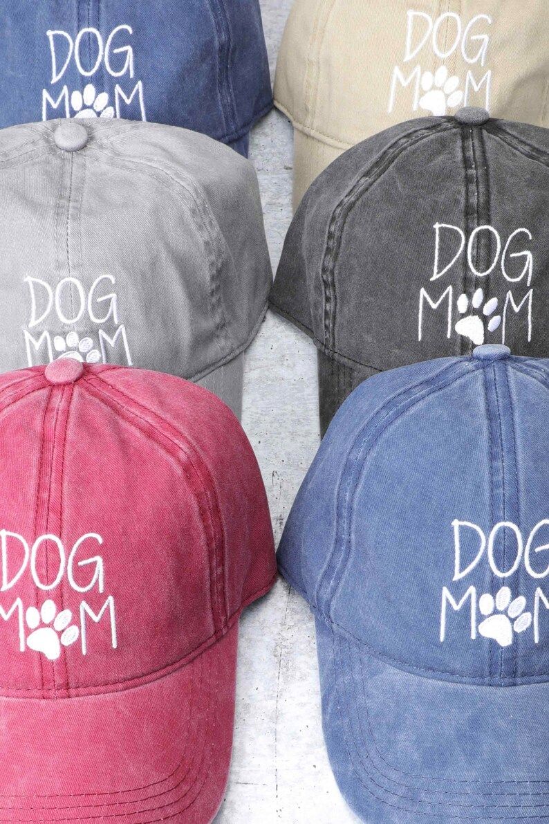 DOG MOM Lettering Embroidered Washed Cotton Baseball Cap Hat | Etsy (US)