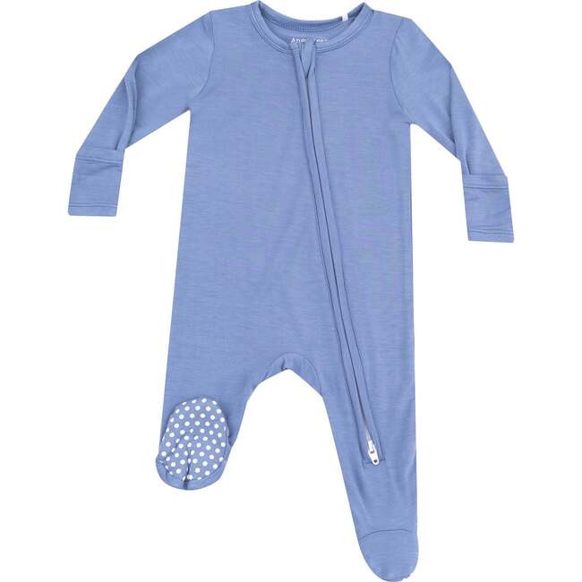 2 Way Zipper Footie, Solid Country Blue | Maisonette