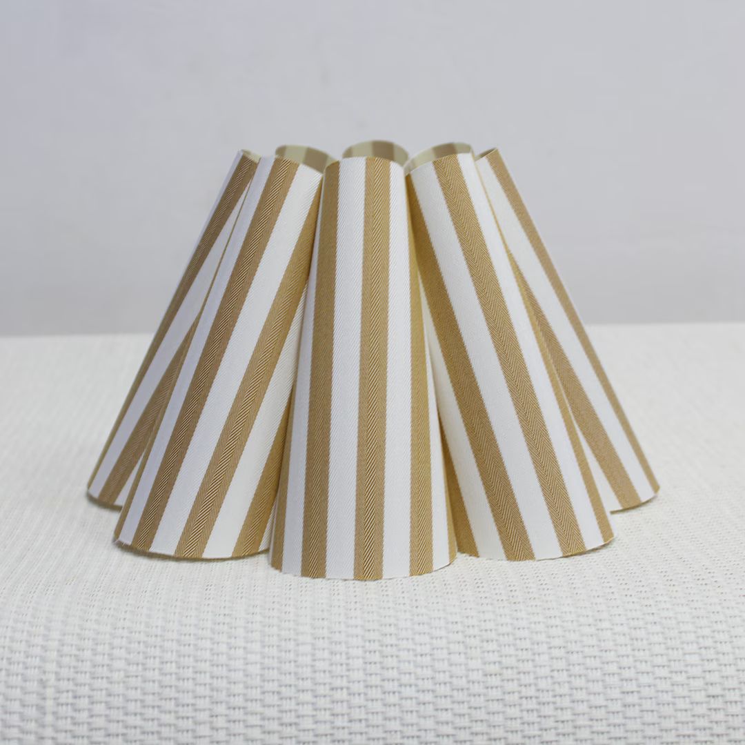 Duzy Diy Handmade Khaki Stripes Fabric and Acrylic Skirt Shape Lampshade for Home Furnishing101,c... | Etsy (US)