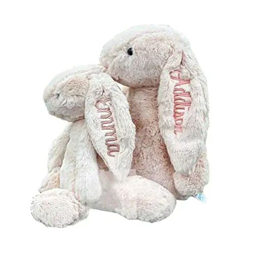 Personalized Bunny Rabbit Stuffed Animal Plush, Customized Your Name Easter Gift, Vinyl embroider... | Amazon (US)
