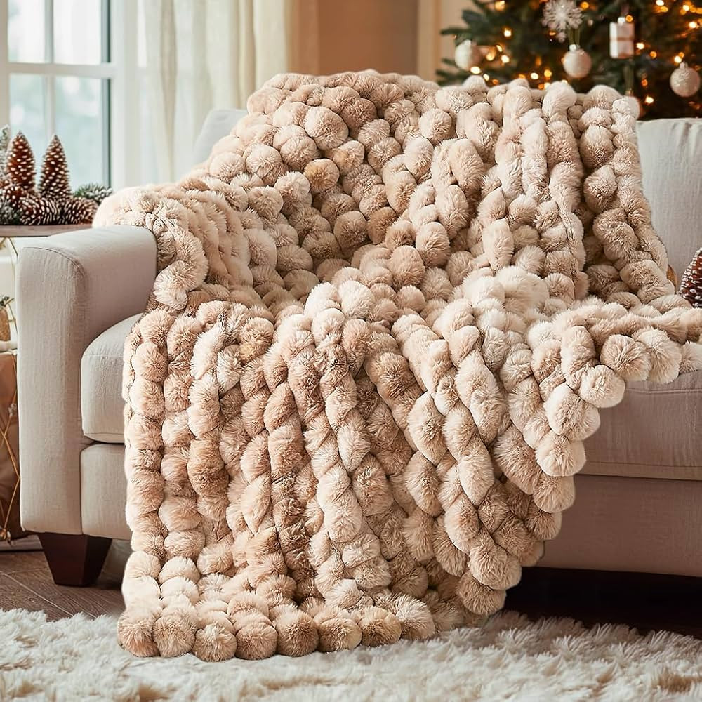 Hyde Lane Soft Faux Rabbit Fur Throw Blanket, Cute Plush Fuzzy Blanket for Sofa Couch, Thick Fluf... | Amazon (US)