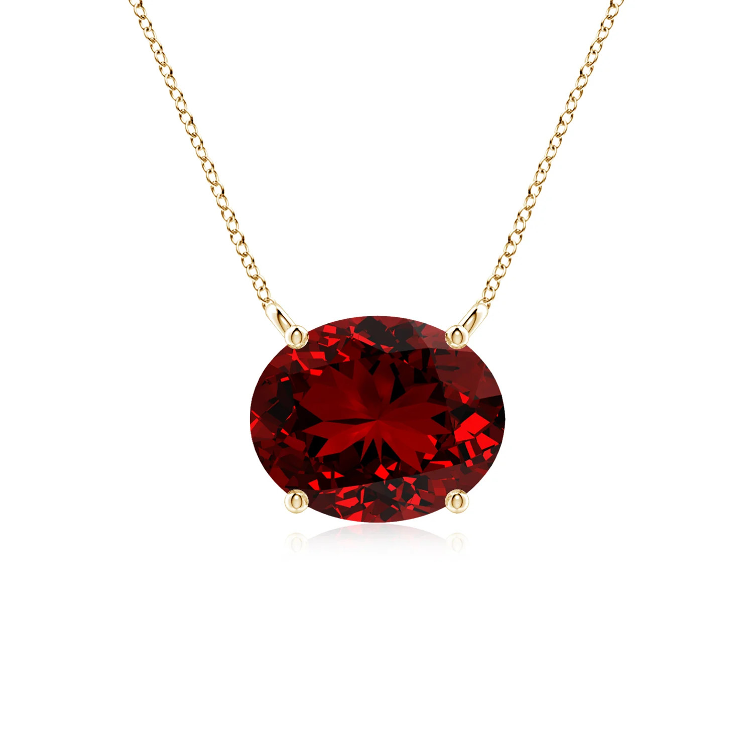 Lab-Grown East-West Oval Ruby Solitaire Pendant | Angara Inc.