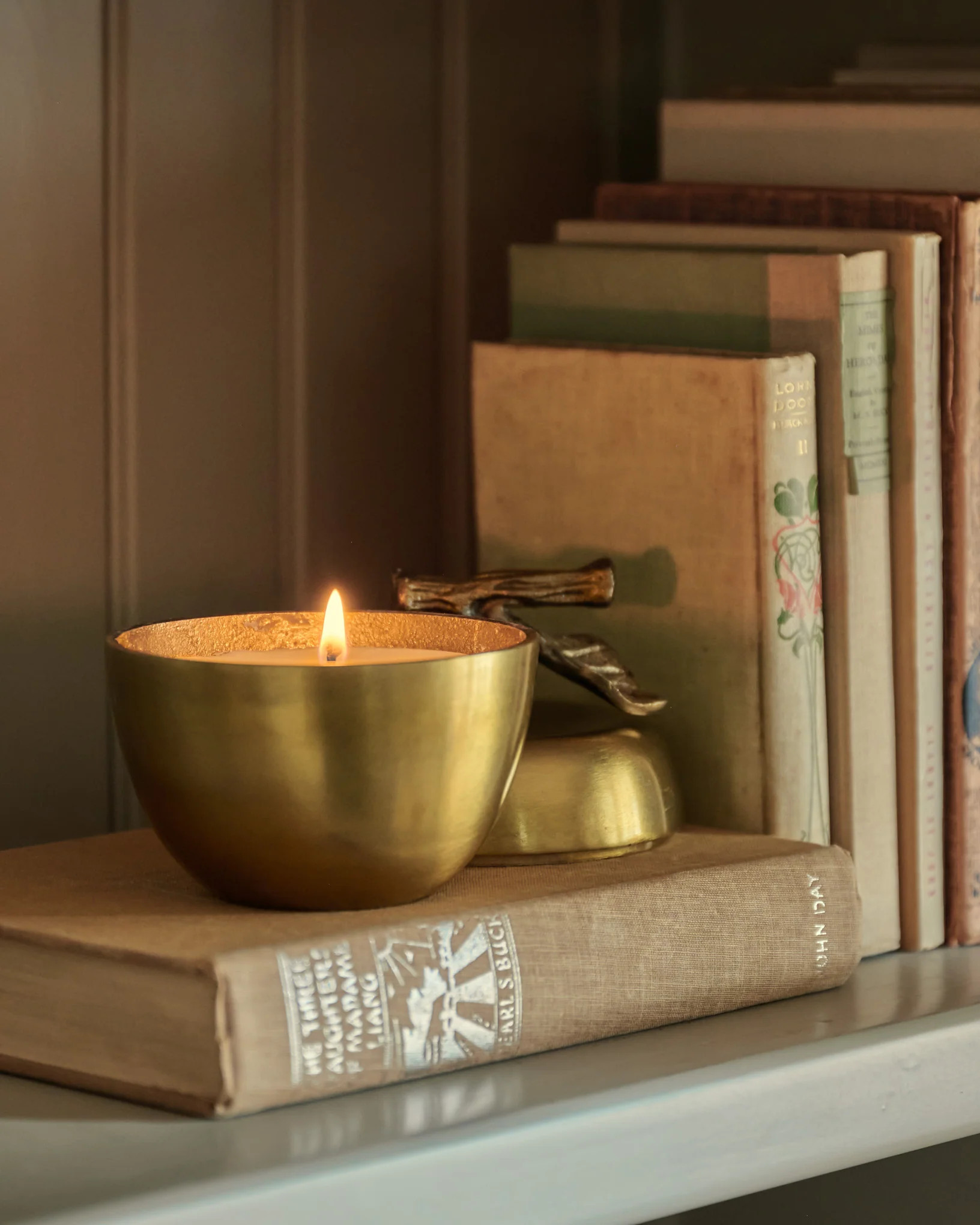 Antique Brass Apple Candle | Magnolia