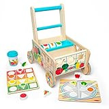 Melissa & Doug Wooden Shape Sorting Grocery Cart Push Toy and Puzzles | Amazon (US)