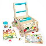 Melissa & Doug Wooden Shape Sorting Grocery Cart Push Toy and Puzzles | Amazon (US)