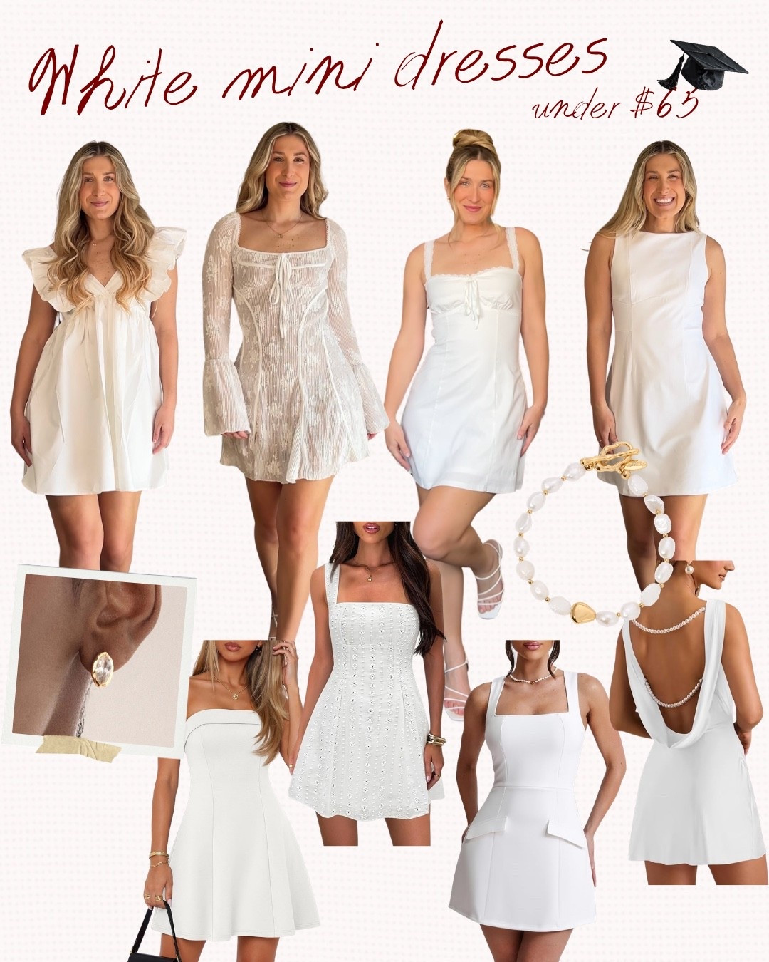 White mini dresses for graduation ☁️

#LTKSeasonal #LTKU #LTKgrwm