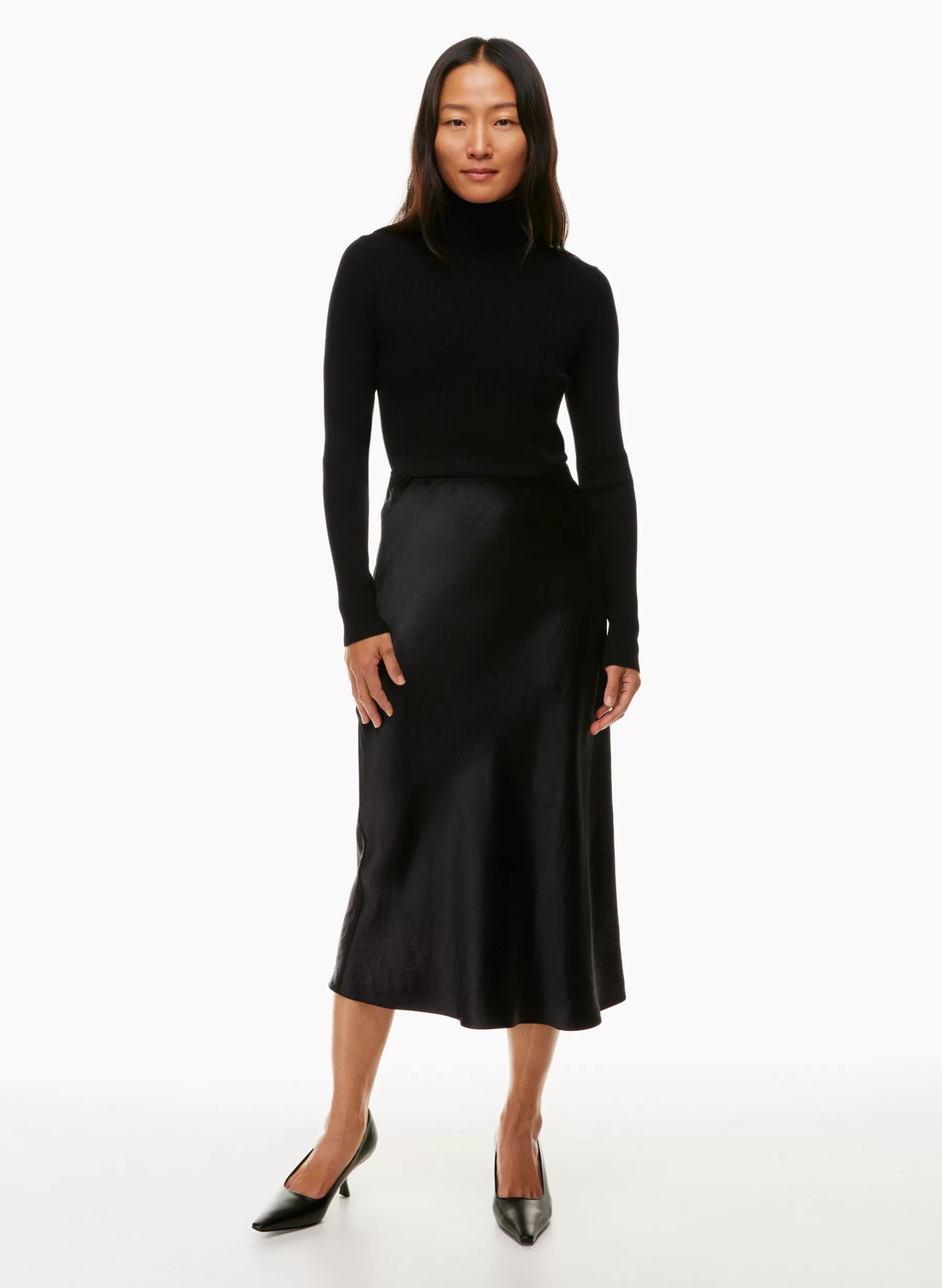 High-waisted satin maxi slip skirt | Aritzia