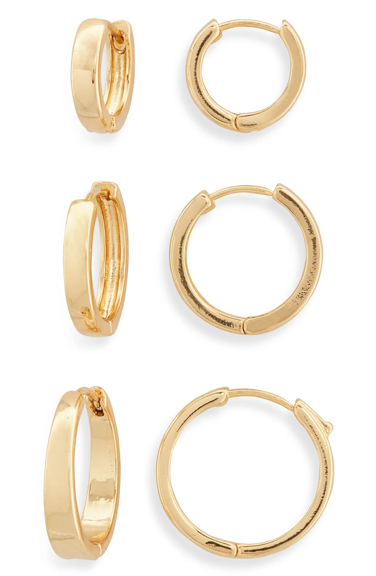 14K Gold Dipped Set of 3 Hoop Earrings | Nordstrom