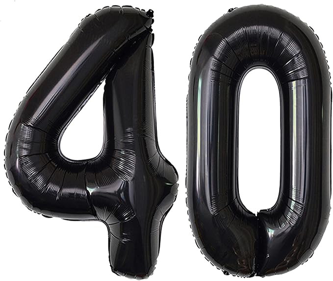 Black 40 Number Balloons Giant Jumbo Number 40 Foil Mylar Balloons for Women Men 40th Birthday Pa... | Amazon (US)