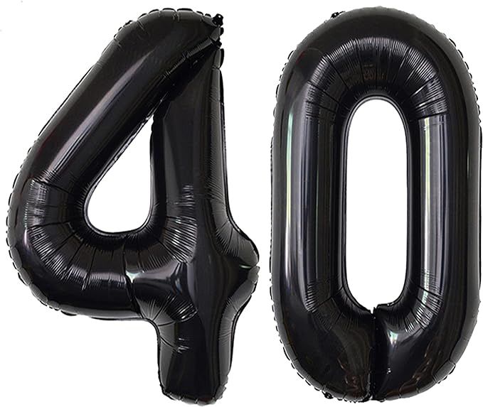 Black 40 Number Balloons Giant Jumbo Number 40 Foil Mylar Balloons for Women Men 40th Birthday Pa... | Amazon (US)