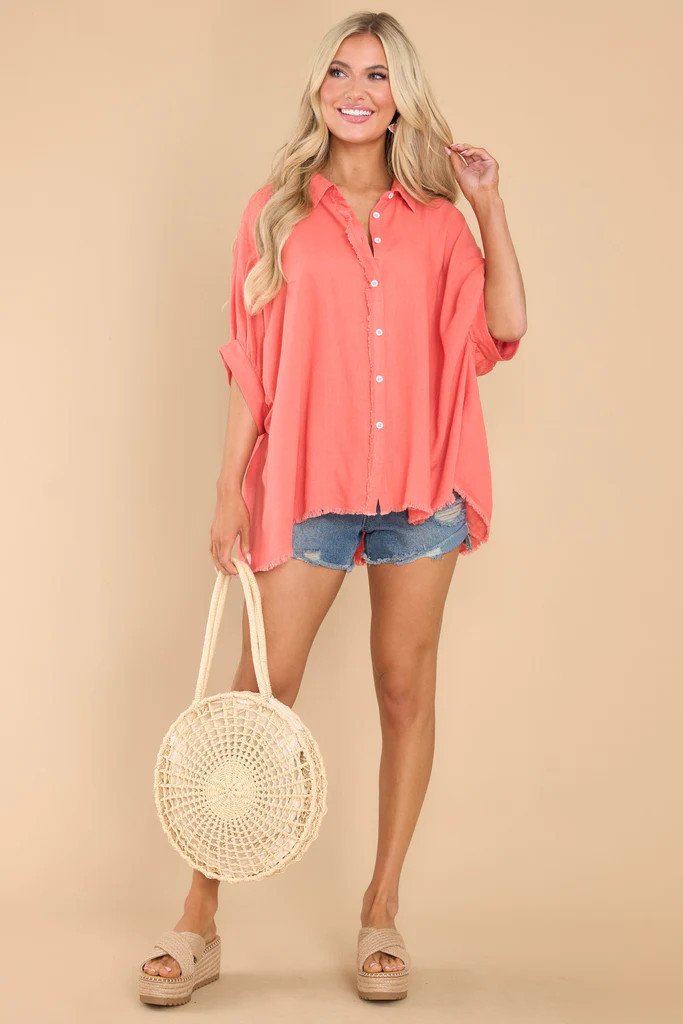 Feeling Fun Coral Pink Top | Red Dress 