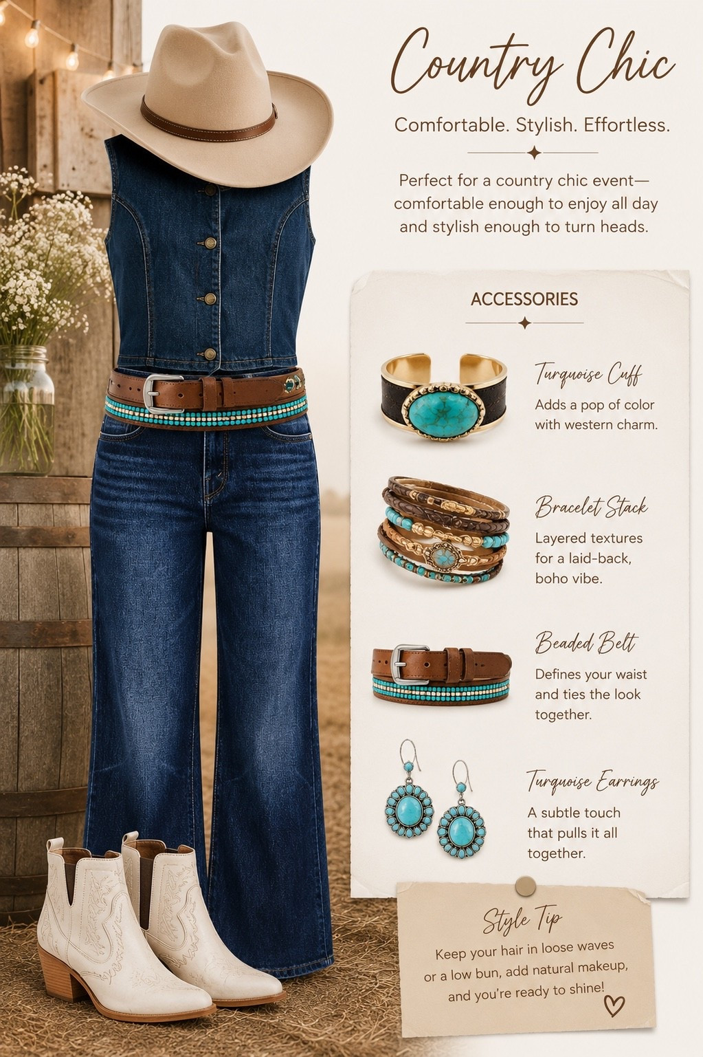 Country chic event ready 🤠 Simple denim + a fun denim vest, layered with western-inspired accessories and the comfiest Ariat boots that are equal parts chic and wearable all day.

#LTKmomlife #LTKootd