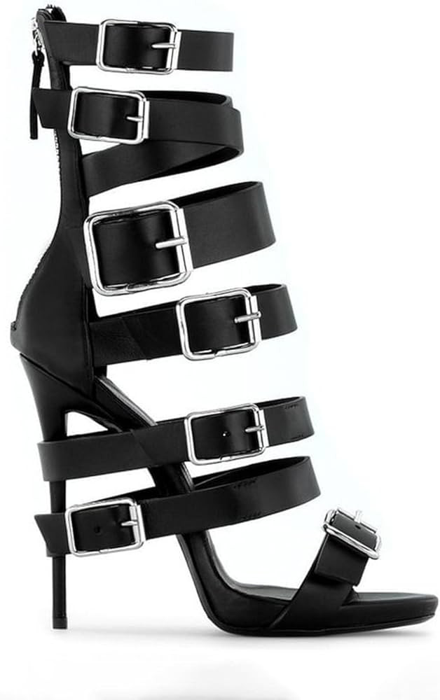 10cm Large Size Strap Buckle High Heels Fashionable Stiletto Sandals for Banquets and Nightclubs ... | Amazon (US)
