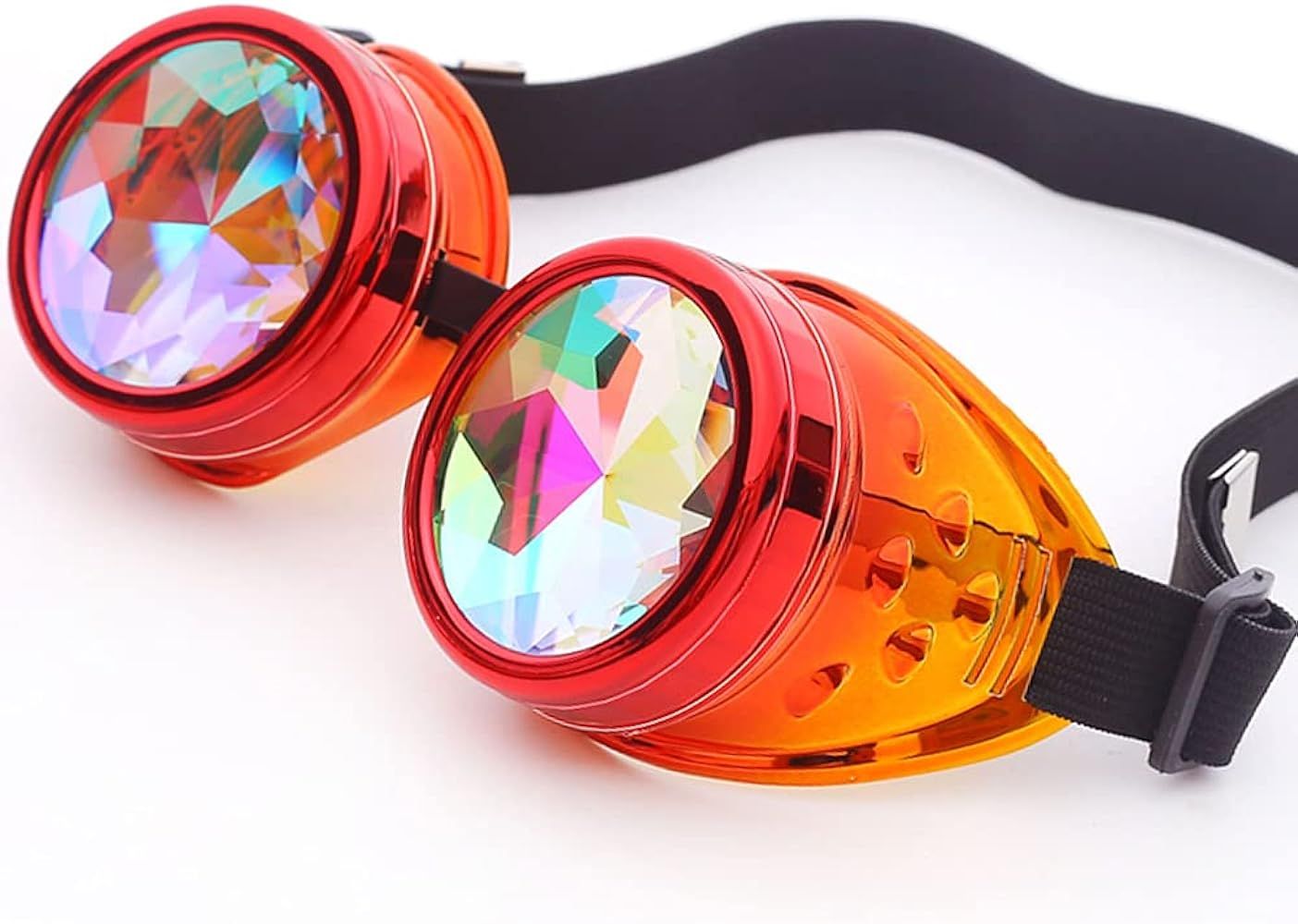 Kaleidoscope Goggles for Raves Trippy Psychedelic Steampunk Glasses with Rainbow Prism Diffraction C | Amazon (US)
