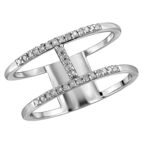 1/10 CT. T.W. Round-Cut White Diamond Prong Set H Ring in Sterling Silver | Target
