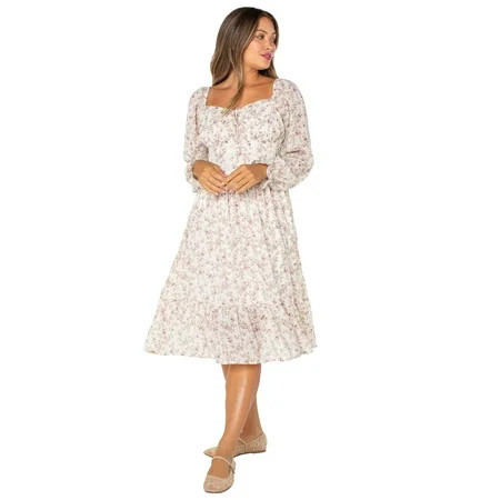 Celebrity Pink Women's and Women's Plus Long Sleeve Midi Dress, Sizes XS-4X | Walmart (US)