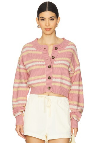 Free People Lila Stripe Cardi in Pink Combo from Revolve.com | Revolve Clothing (Global)