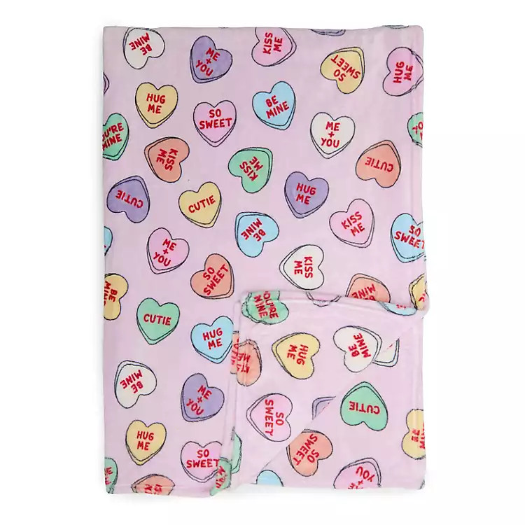 New! Conversation Hearts Plush Throw | Kirklands