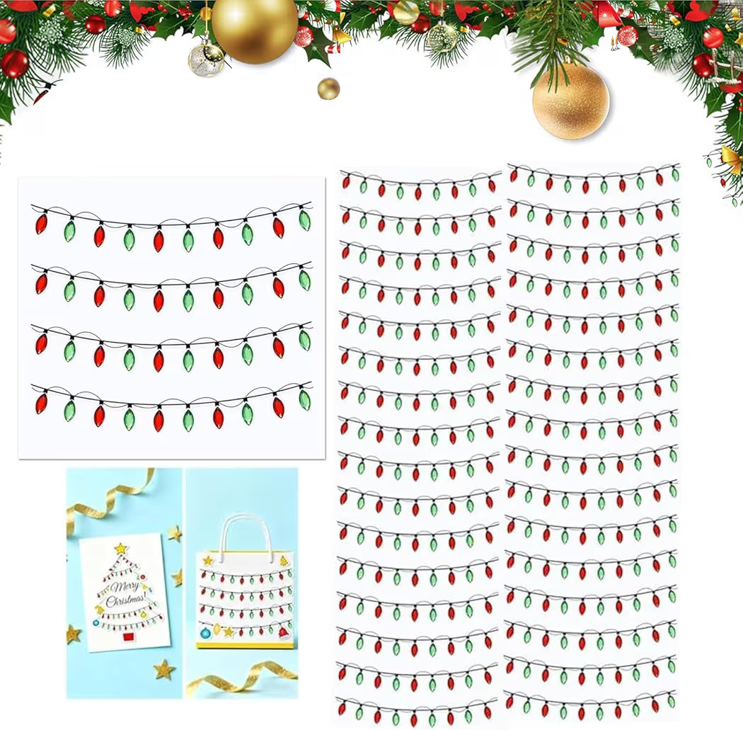Christmas Lights Stickers for Crafts, 2025 New Christmas Light Embellishment Stickers, Waterproof... | Amazon (US)