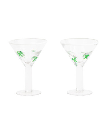Set Of 2 Bow Inlay Contrast Rim Martini Glasses Set | TJ Maxx